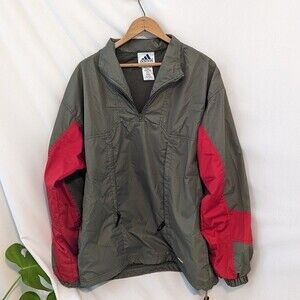 EUC - Vintage Adidas Jacket Mens Track Windbreaker Mountain Green Red - S